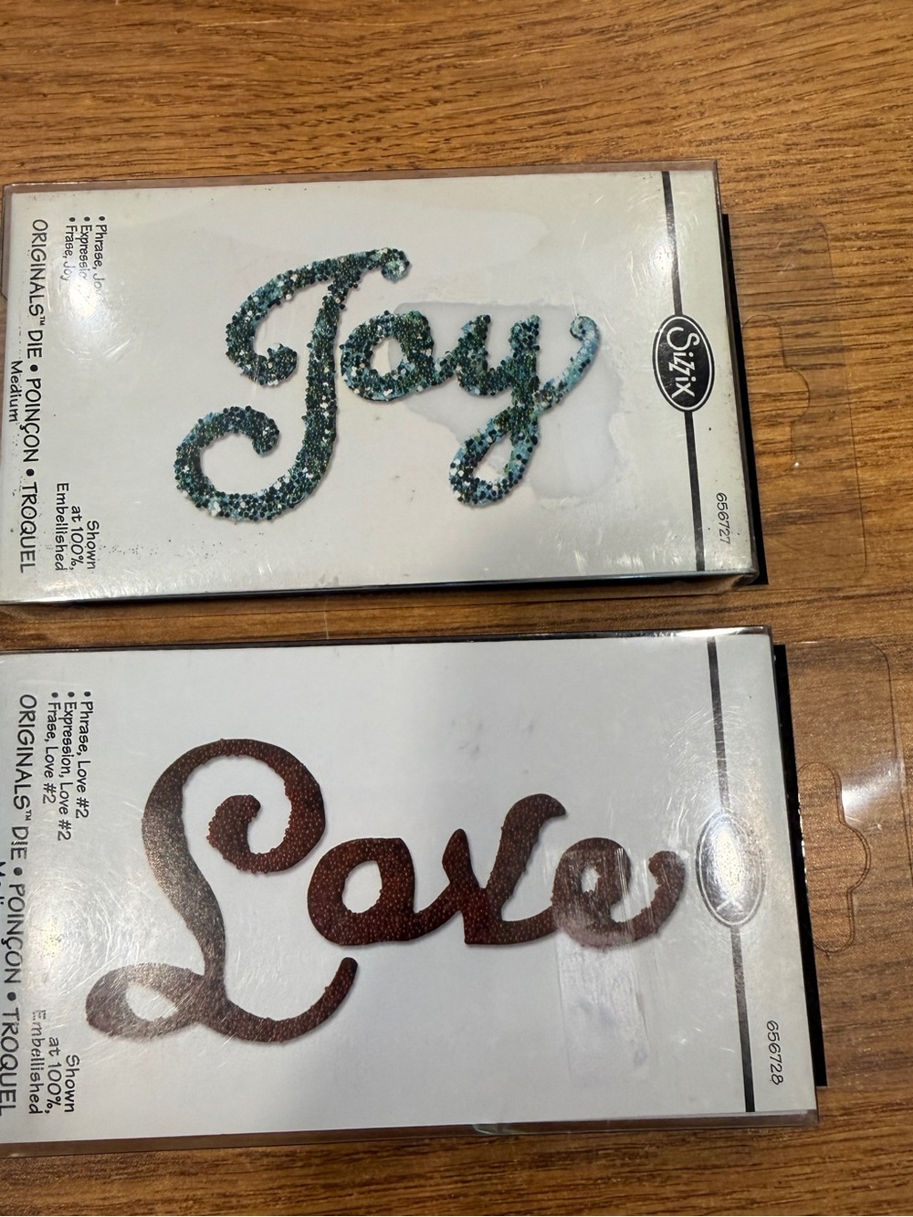 Sizzix 'Joy' and 'Love' Script Die Set - Teal & Brown